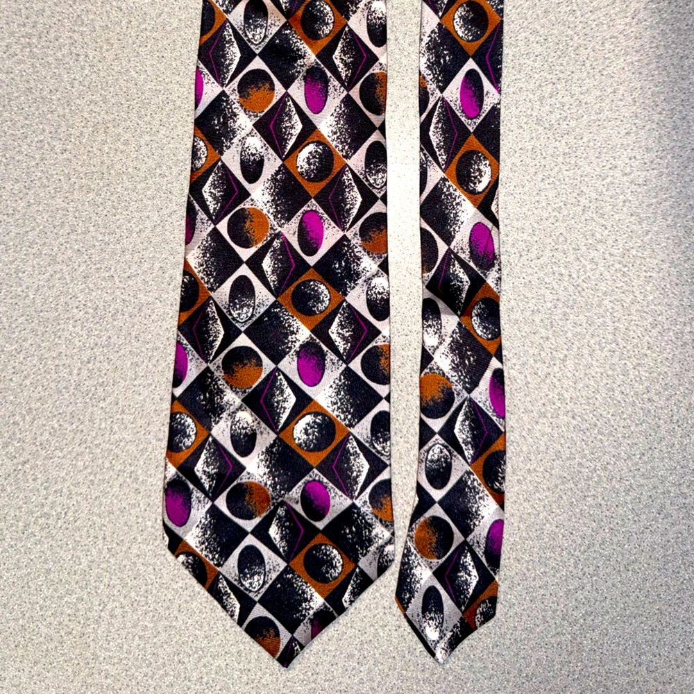Bold Geometric Black and Purple Tie by Jeffery Scott